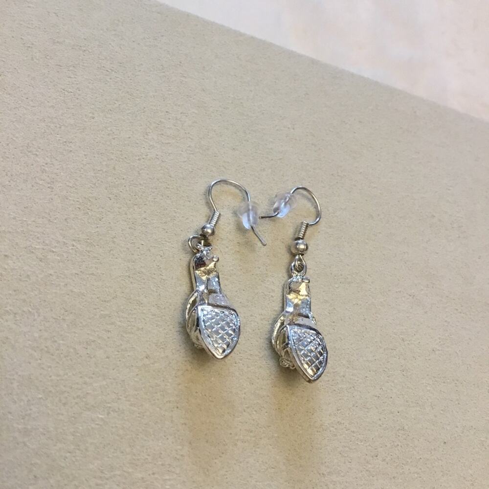 Silver High-Heel Shoes Crystals  Earrings - Picture 4 of 6